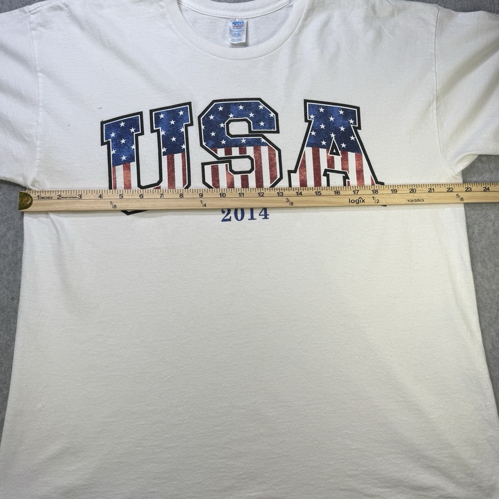 USA 2014 Patriotic American Flag Stars Stripes Graphic Tee XL Made in USA - Picture 8 of 8